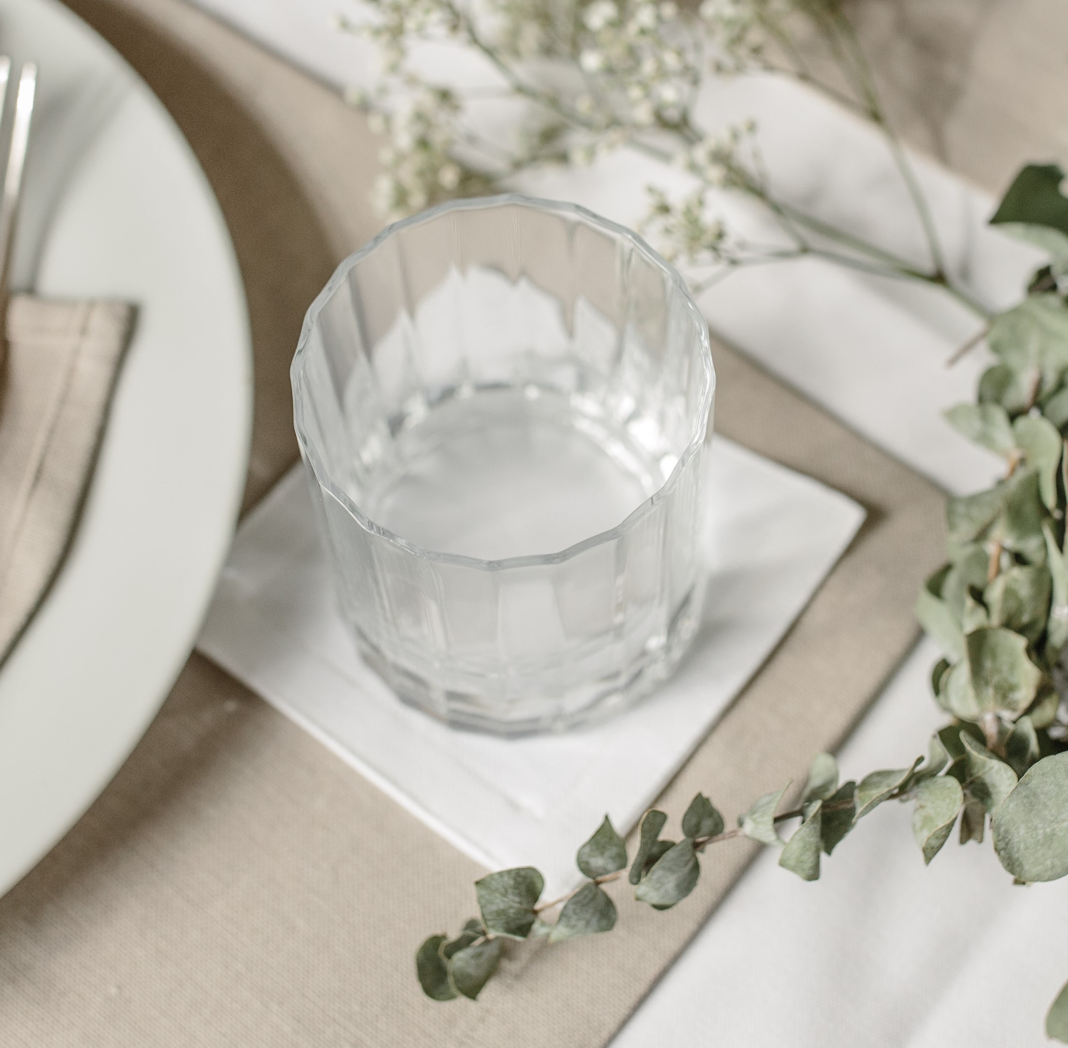 Glasuntersetzer aus Reinleinen